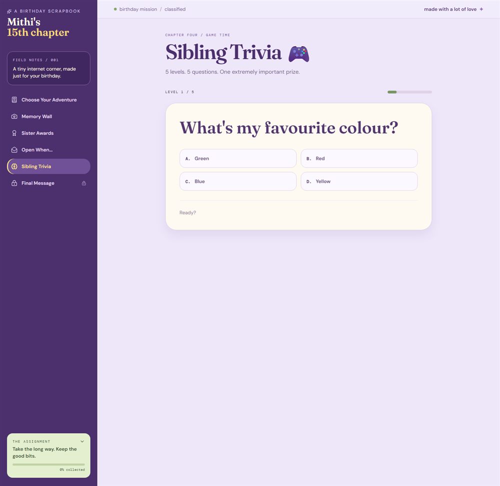 A quiz screen showing one question and four lettered answer options.